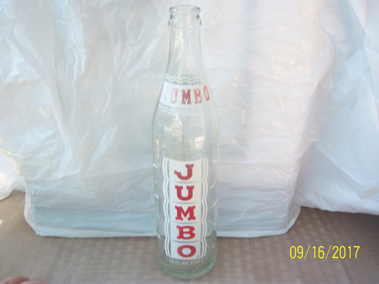 1970 Jumbo 16 Oz One Pint Clear Acl Painted Label Soda Bottle 10 1/2" Tall No 2