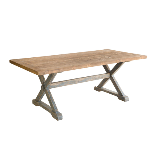 Natural and Blue Reclaimed Pine Winona Dining Table: Blue/Natural - Wood by World Market