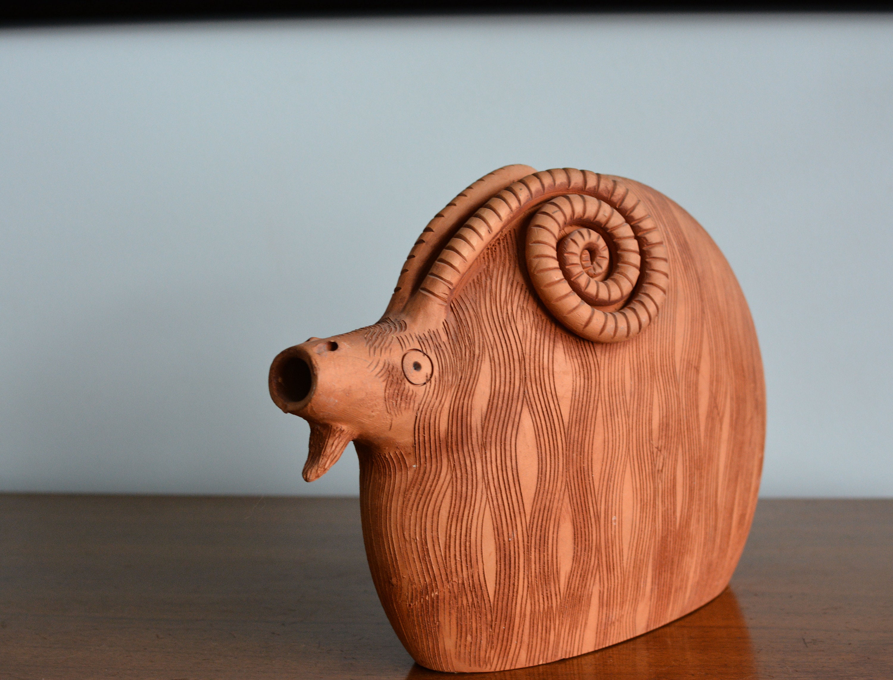 Vintage Mid Century Bitossi Ram Animal Form Italian Pottery Lamp Base Aldo Londi
