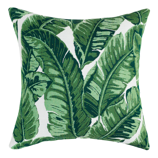 Sunbrella Tropical Leaf Outdoor Patio Throw Pillow: Green - Acrylic - 18" Square by World Market