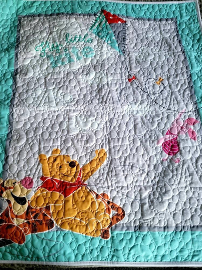 Winnie The Pooh Crib Blanket, Old Silly Bear Quilt, Baby Todler Blanket 35.5"x41.5" Pot Of Honey