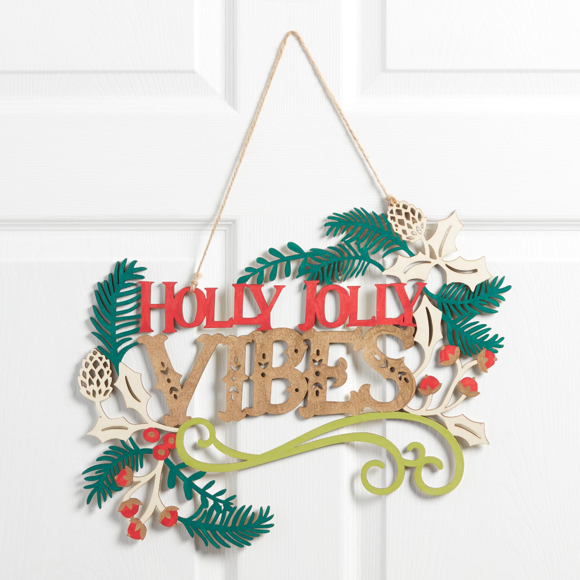 Woodcut Holly Jolly Vibes Hanging Decor by World Market