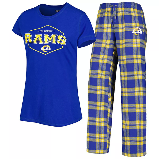 Women's Concepts Sport Navy/Gold Los Angeles Rams Badge T-Shirt & Pants Sleep Set, Size: XL, Blue