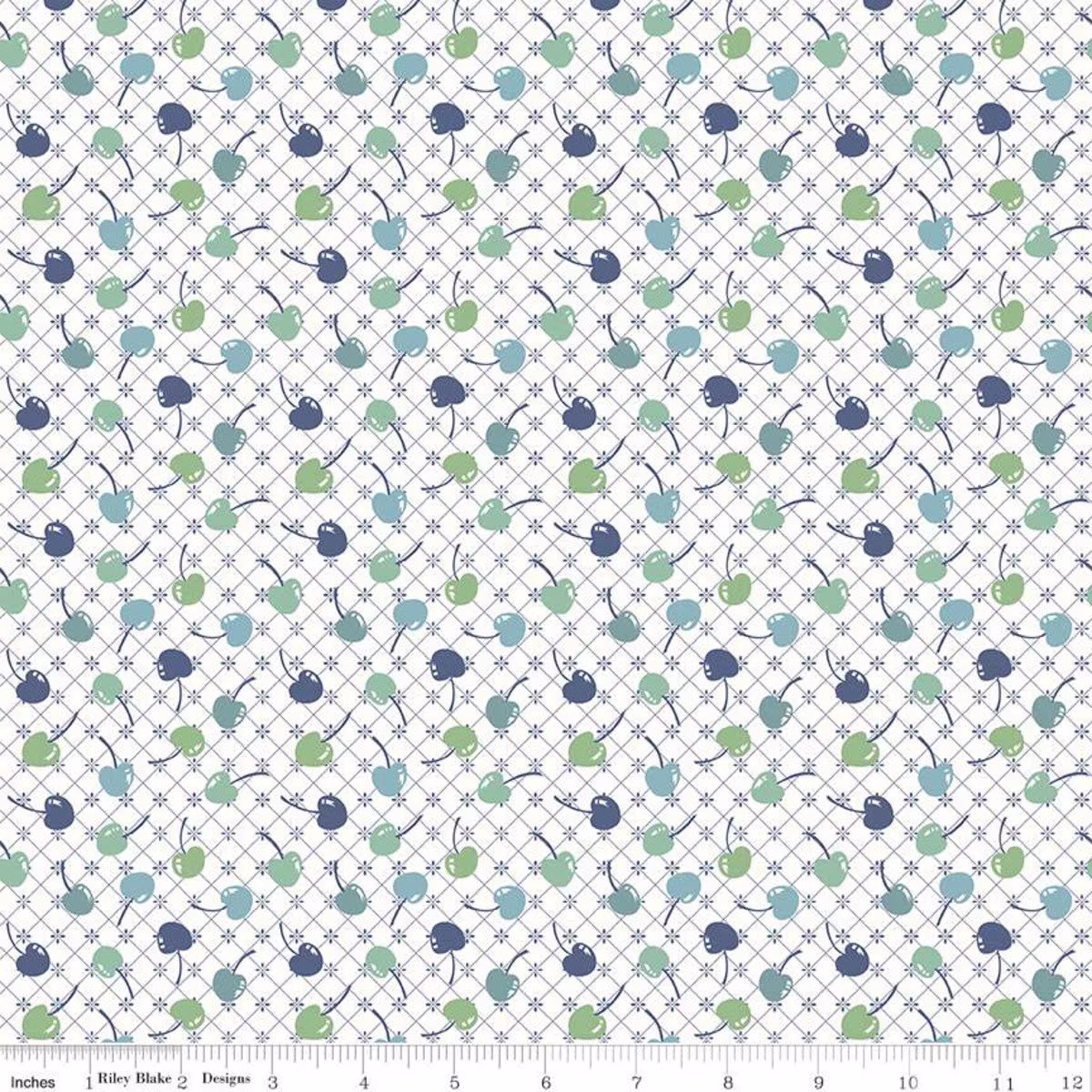 Cook Book Collection Cherries Denim Yardage | 43" X 44" Wide By Lori Holt Of Bee in My Bonnet For Riley Blake Designs C11758 Denim
