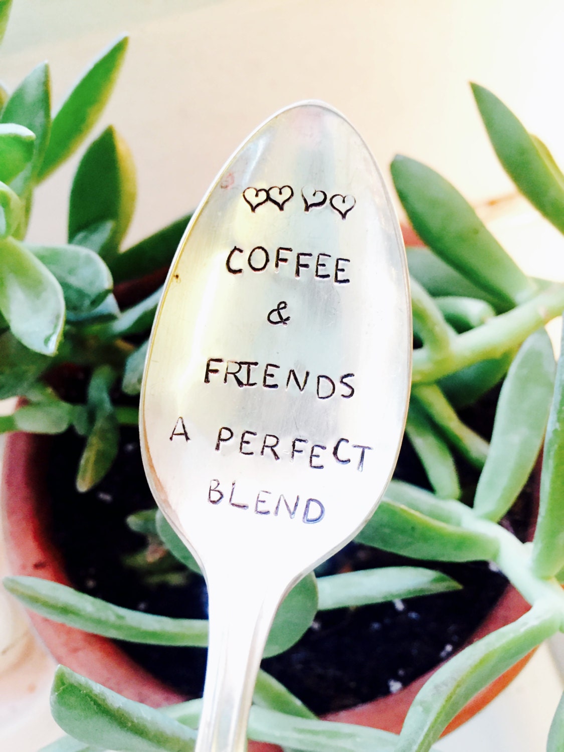 Coffee & Friends The Perfect Blend Stamped Silver Spoon Friend Gift Girlfriend Valentines Galantines Day