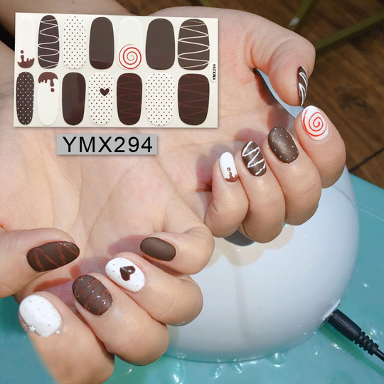 1Pc Nail Art Full-Cover Sticker Sheet 14Tips Wrap Art Sticker With Mini File Ymx291-297