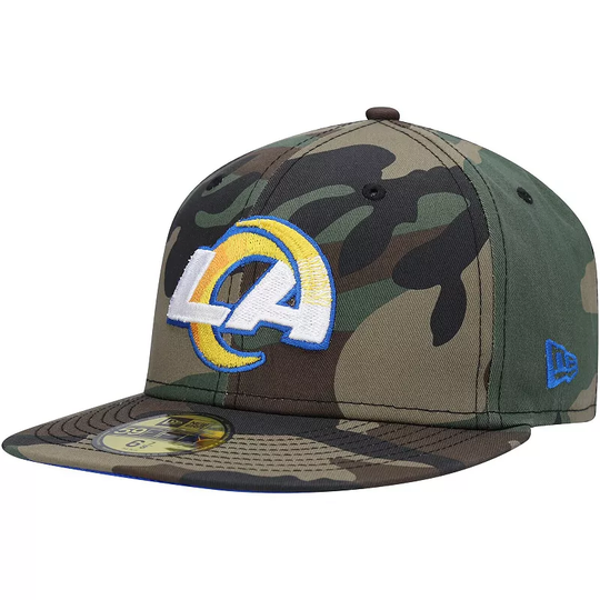 Men's New Era Camo Los Angeles Rams Woodland 59FIFTY Fitted Hat, Size: 7, Green