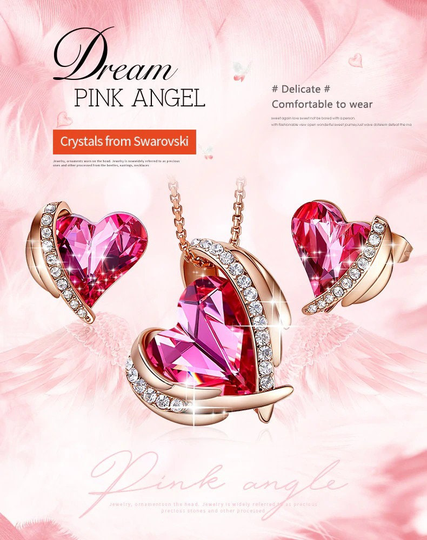 Swarovski Necklace. Jewelry Set. Earrings. Heart Valentines Gifts. Gift Ideas. Gifts For Her