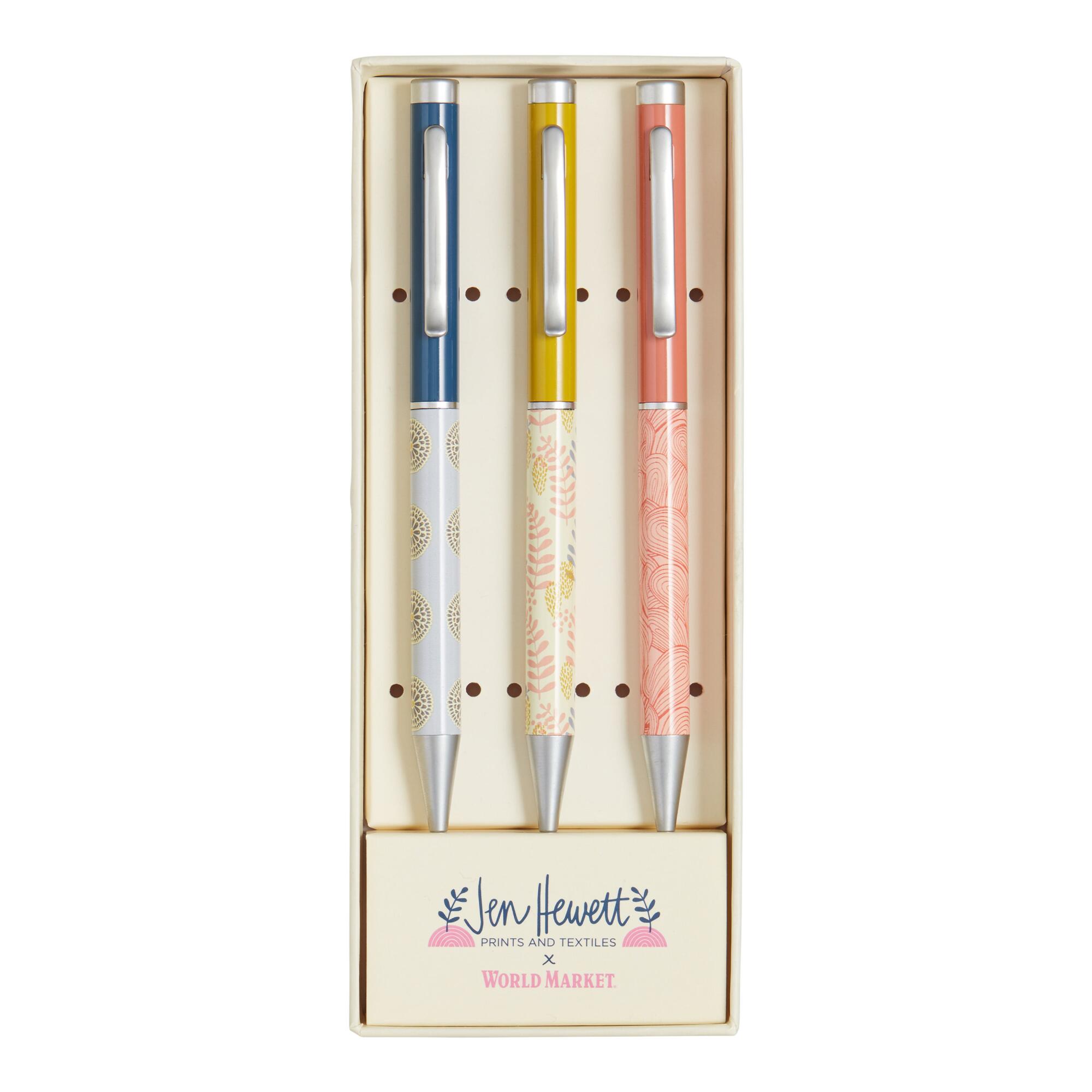 Jen Hewett Flower Field Pen Set 3 Pack: Multi - Metal by World Market
