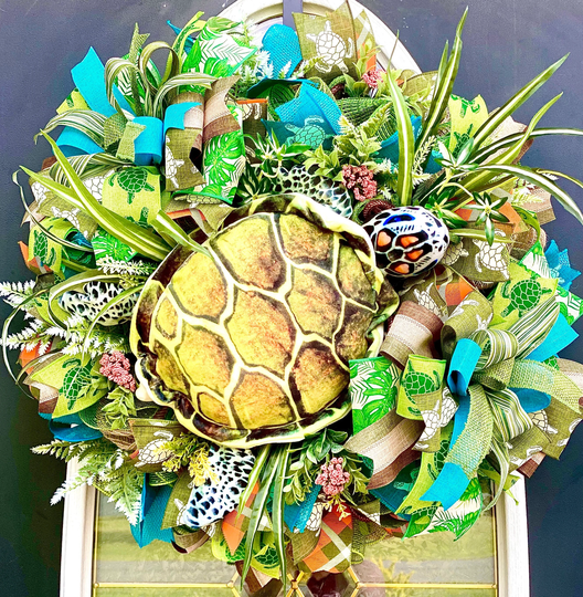 Beach Wreath, Turtle Front Door Decoration, House Decor, Nautical Sea Turtle Decor