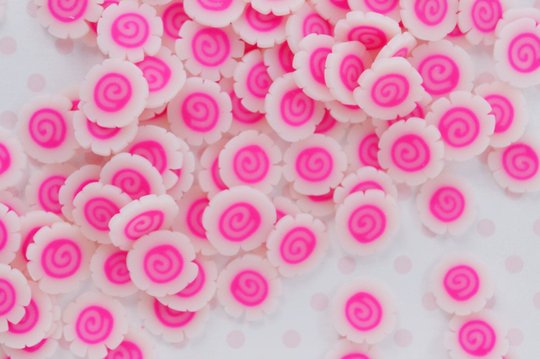 10mm Kawaii Fishcake Maki Sushi Roll Ramen Pink White Japanese Food Sprinkle Polymer Clay Resin Supplies Nail Art Decoden Slime - 10 Grams