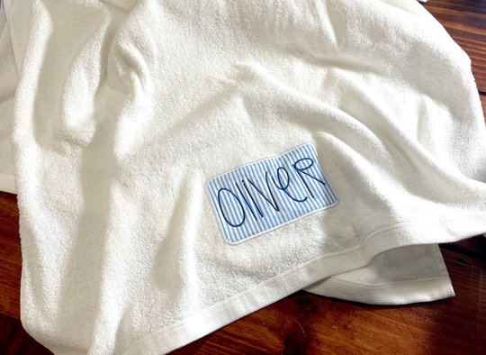 Personalized Seersucker Bath Towel