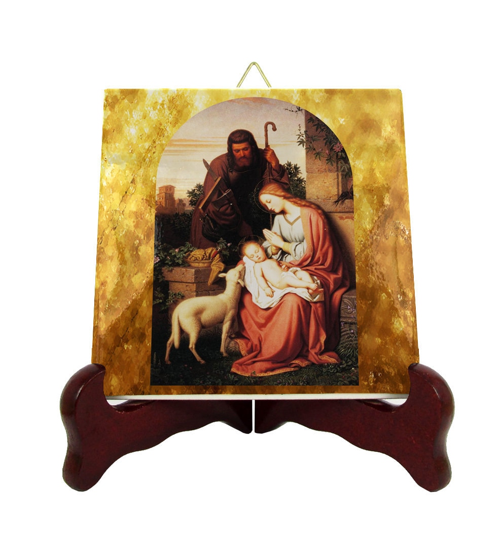 Christian Catholic Art - The Holy Family Religious Tile Icon Gifts Mary, Jesus & St Joseph Holy