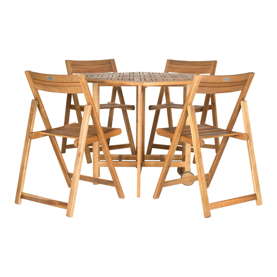 Natural Hexagon Holcut 5 Piece Folding Outdoor Patio Dining Set - Wood by World Market