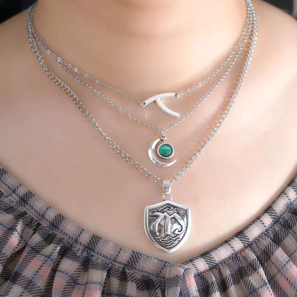 Hope Mikaelson Necklace Trio Wishbone Crest Crescent Moon