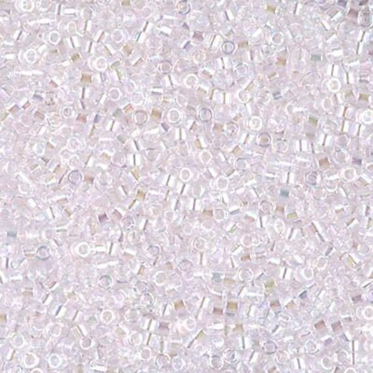 Delica Glass Seed Beads Round #11 Transparent Color-Lined Rainbow Light Pink Db0082