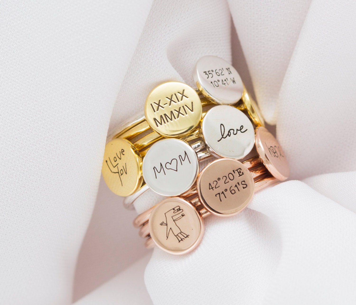 Handwriting Disc Ring Actual Personalized Sterling Silver Mindfulness Gift For Mom Mothers Gifts Rm20