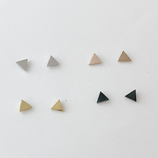 Triangle Shape Earrings, Geometric Gold, Rose Silver, Black