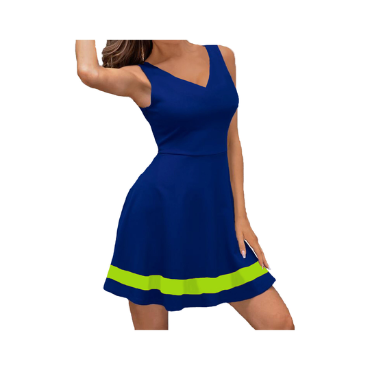 Navy & Bright Green Skater Dress