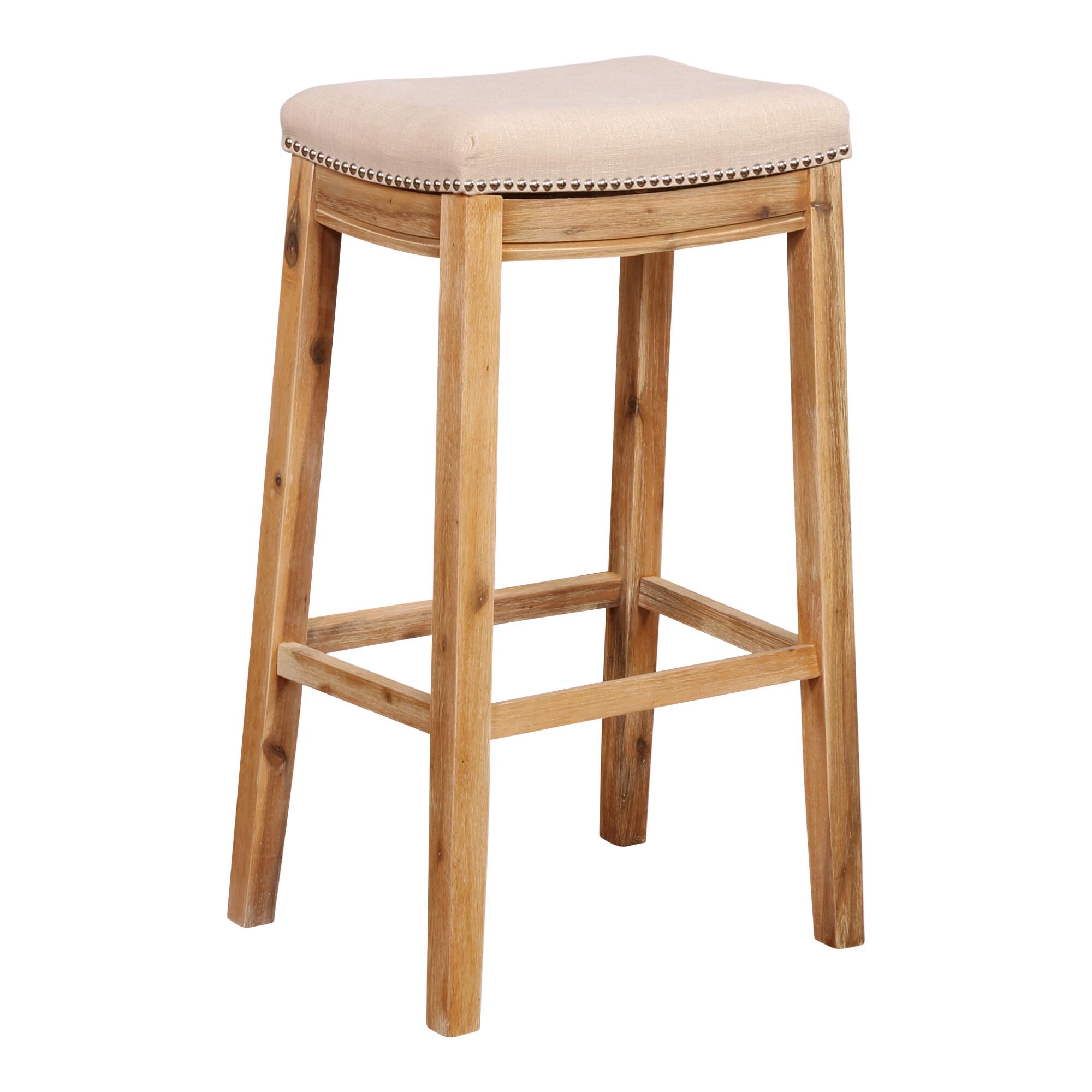 Natural Linen Mia Upholstered Barstool by World Market