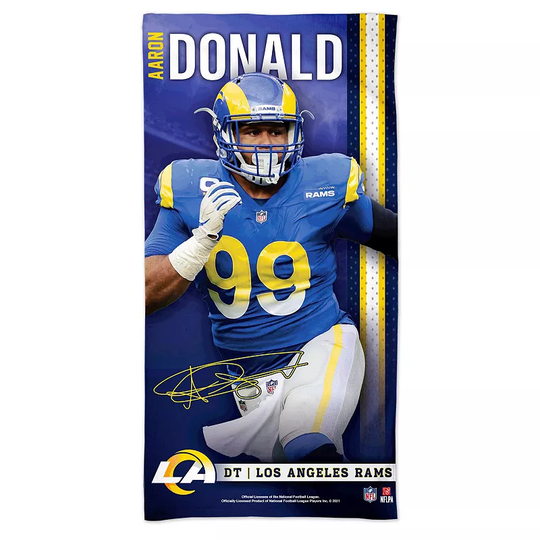 WinCraft Aaron Donald Los Angeles Rams 30" x 60" Spectra Player Beach Towel, Multicolor