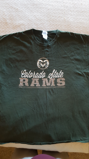 Vintage Mid 1980's Colorado State University "Rams" 100 % Cotton 2xl Size T-Shirt, Used But Clean Slightly Distressed Condition