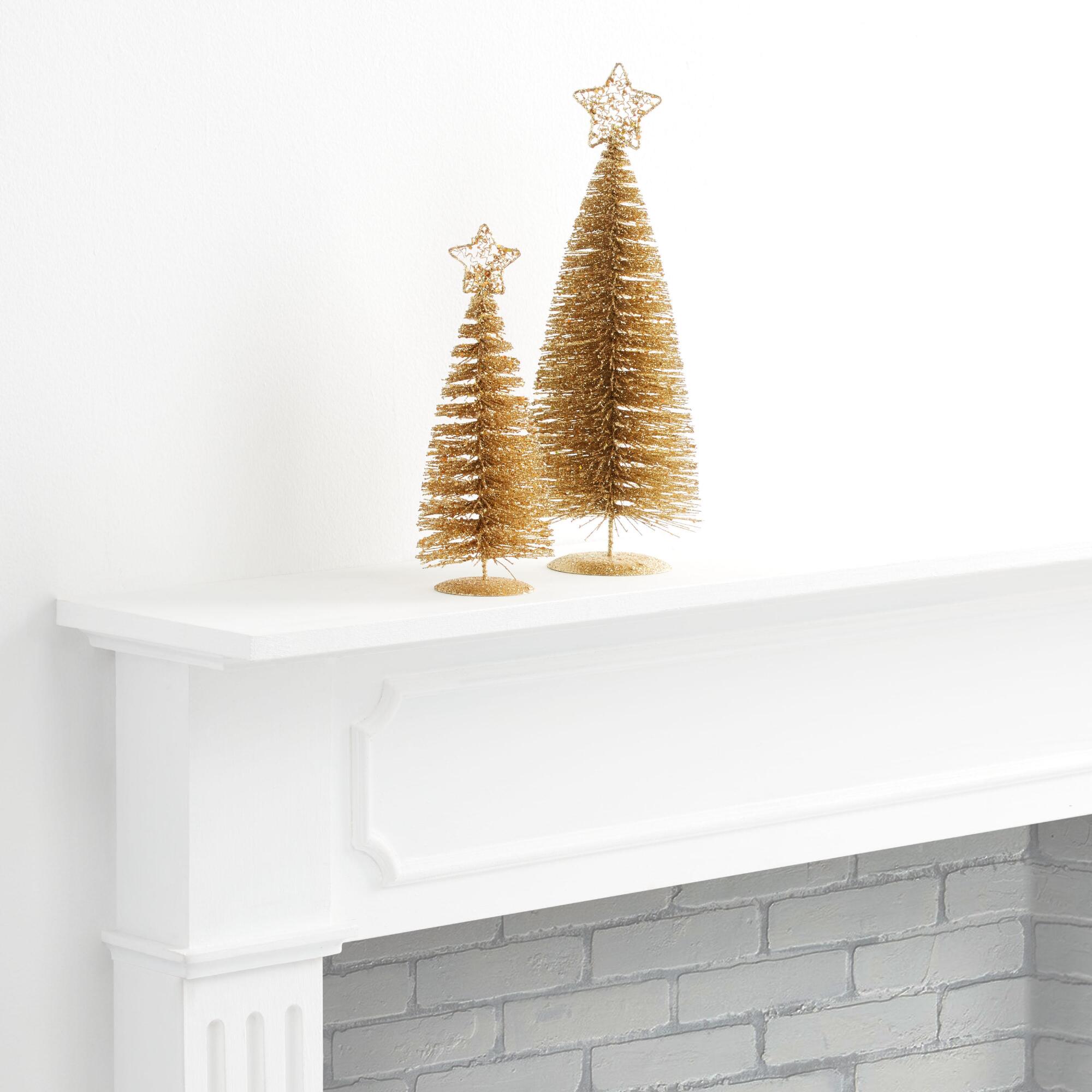 Pier Place Gold Bottlebrush Christmas Tree Decor - Metal by World Market