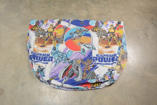 Vintage 80S Captain Power Bed Sheet Fitted Twin Soldiers Of The Future 1980 Material Fabric Cartoon Sewing Transformers