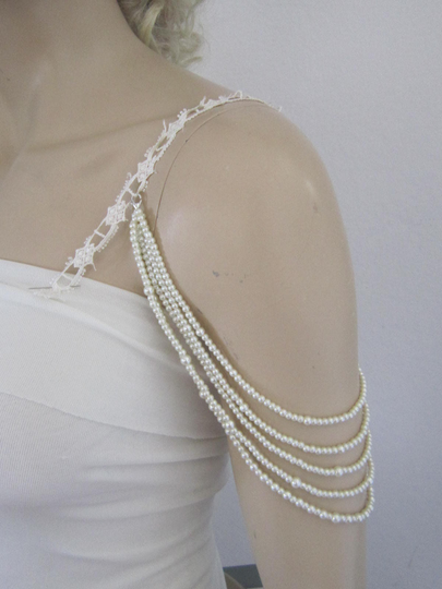 Detachable Straps, Bridal Shoulder Epaulettes, Pearl Straps, Bridal Straps Jewelery, Shoulder, Back Necklace