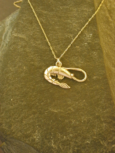 14K Gold Scrimp Pendant On A Chain