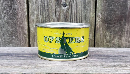 Oyster Tin Advertising Can 8 Ounce Size From Freddie Brown, Onancock, Virginia - Sailboat Va
