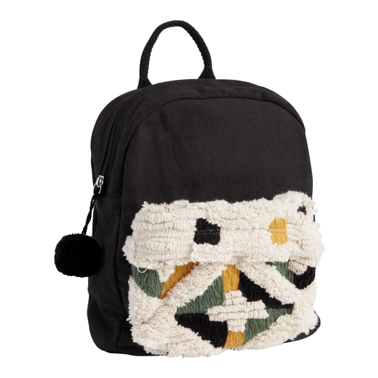 Black And Ivory Geometric Carpet Tufted Backpack by World Market