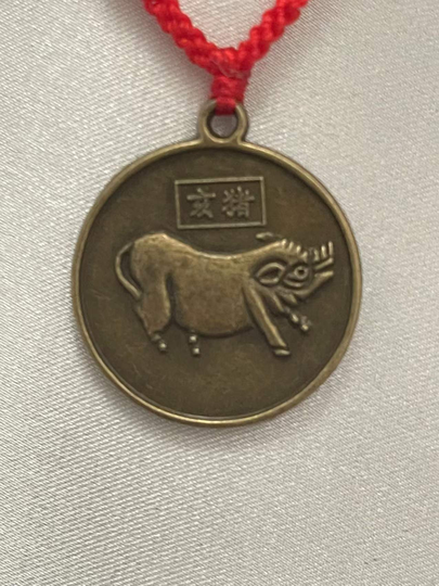 Boar - Good Fortune Zodiac Of Year 2022, Brass Lucky Pendant Year Boar