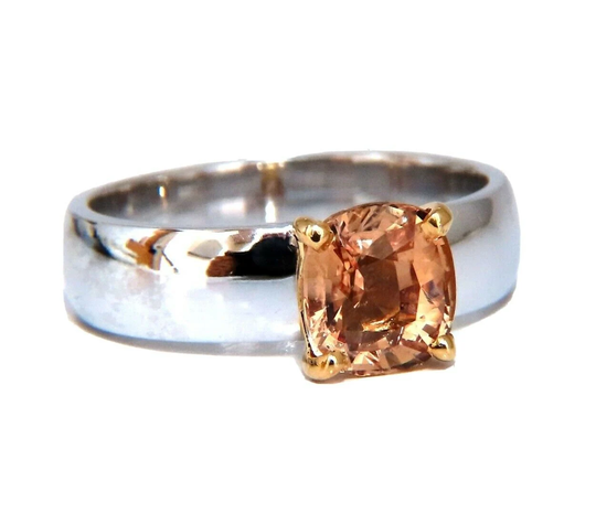 Gia Certified 1.91Ct Natural Yellow Sapphire Diamonds Ring Platinum