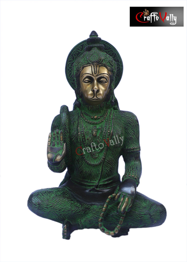 Brass Hanuman Statue, 28 cm Hanuman Figurine, Hanumana Sculpture, Maruti Nandan Hanuman, Bajrangbali For Temple, Pooja, Corner, House, Decor