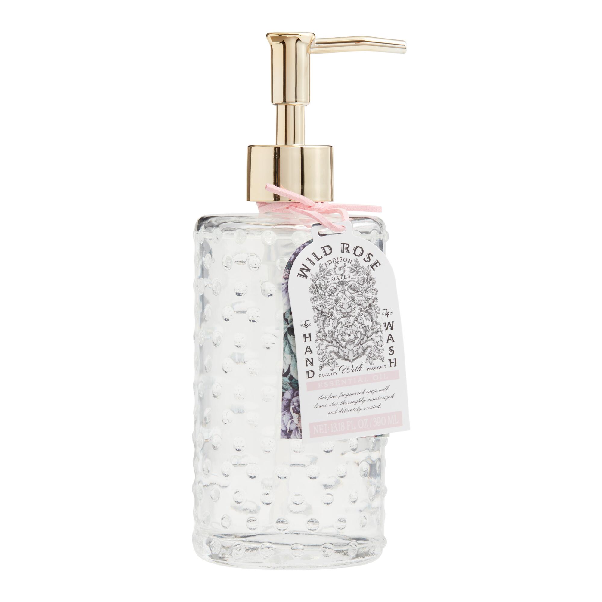A&G Elegant Autumn Wild Rose Liquid Hand Soap: Pink - Glass by World Market