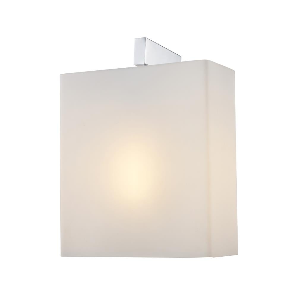 Lucid Lighting 7 in Indoor Wall Sconce, 1-Light, Simple Square Shape, Blends with Modern and Contemporary Style, White Glass Shade, Polished Chrome