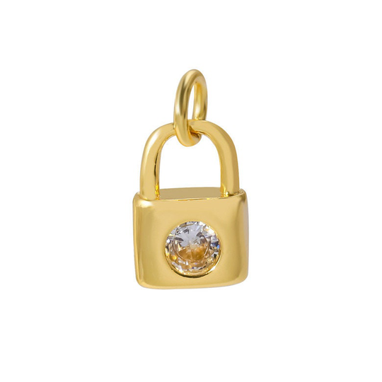 5Pcs Gold Plated Lock Pendant Charm, Brass Geometric For Earring Jewelry Making Wholesale Nickel Lead Free