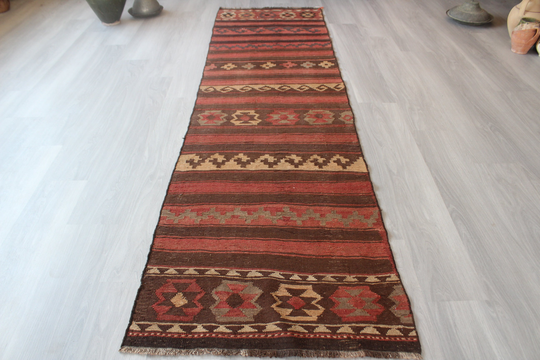 Vintage Kilim Runner, Ethnic Anatolian Rug Decorative Runner/N-522 2'6"x9'6" Feet