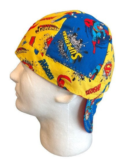 Welding Cap Superhero Reversible Hat Handmade With Red On Reverse & Yellow Stitching