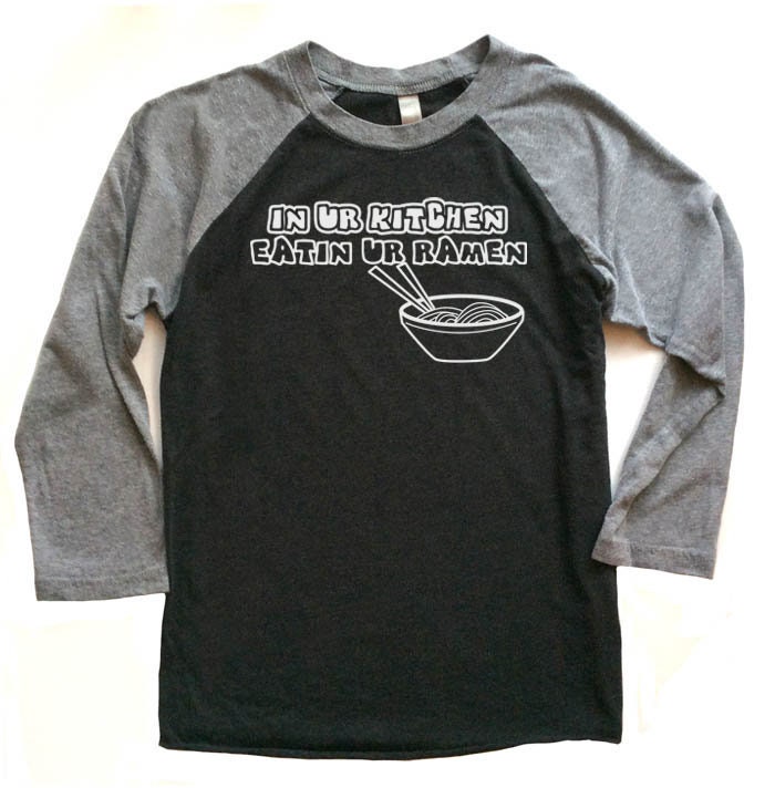Eatin Ur Ramen Long Sleeve Raglan T-Shirt - Funny Japanese Shirt Foodie Gift Graphic Tee Two Color Mens Womens