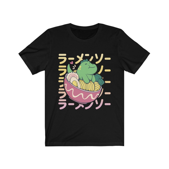 T-Rex Eating Ramen T-Shirt | Shirt Foodie Japan Kanji