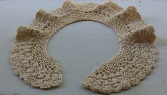 30S Antique Collar Silk Cotton Blend For Sewing Project Coat Jacket Sweater Ruffle Off White
