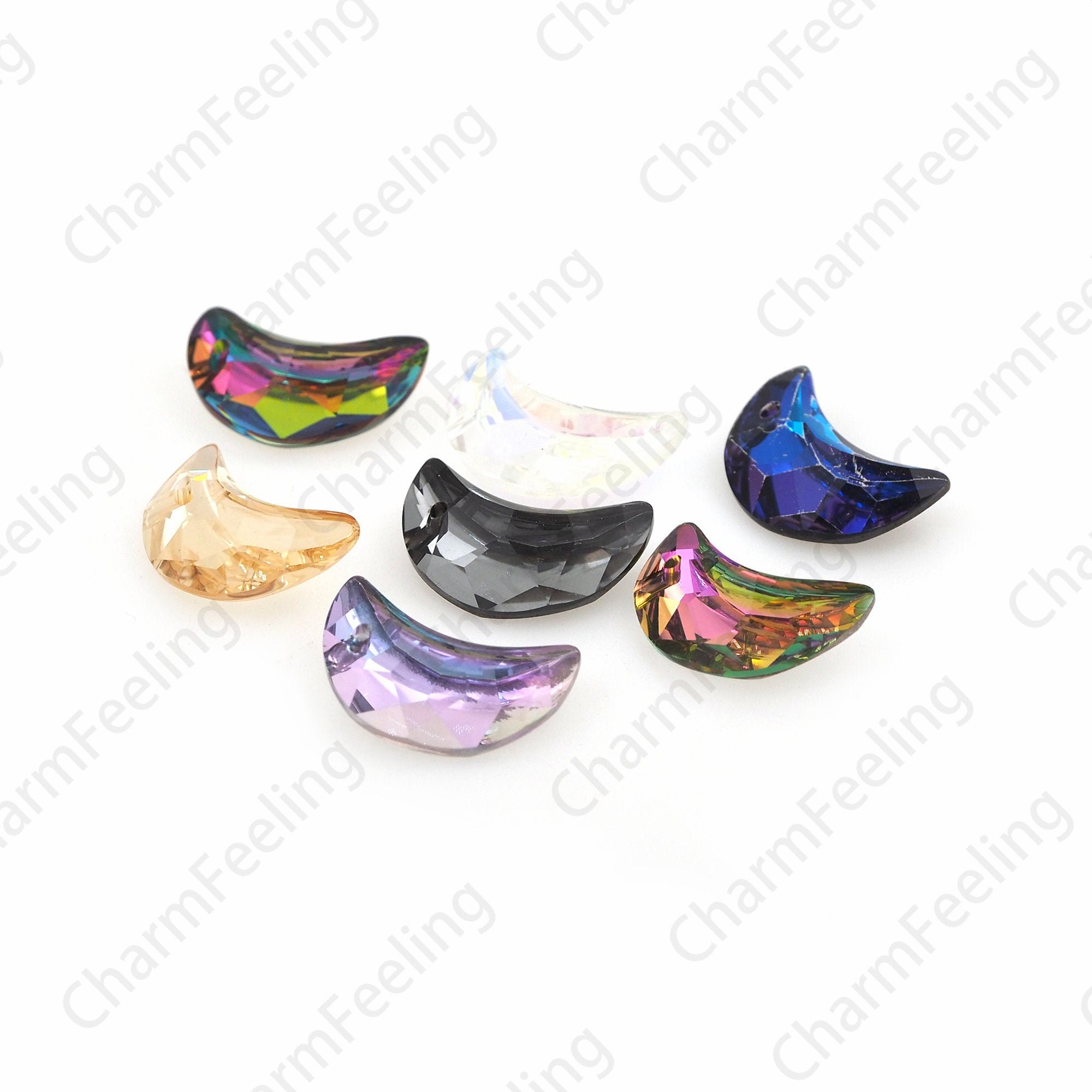 36Pcs Crystal Necklace, 6722 Pendant, Moon Various Colors Available, Diy Bracelet Necklace Accessories