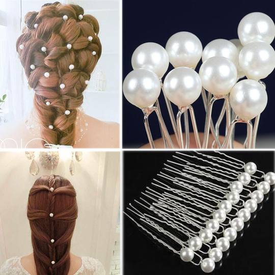 Pearl Hairpin Stick Wedding Bridal Crystal Silver U Shaped Hair Clip Women Accessories Lot Of 20Pcs Free Shipping