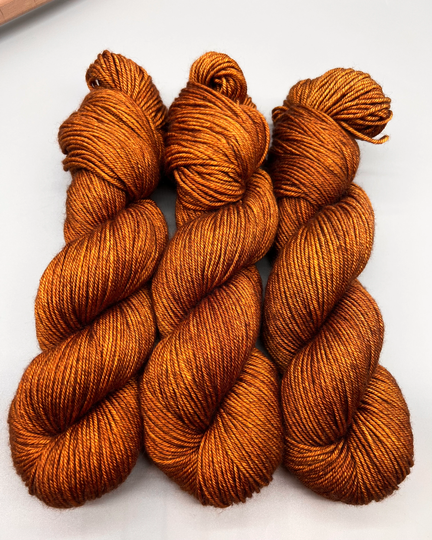 Copper Coins ~ Hand Dyed Yarn - Silk Blend Dk Red Ready To Ship Superwash Merino Wool