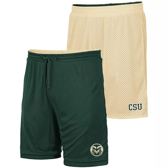 Men's Colosseum Gold/Green Colorado State Rams Wiggum Reversible Shorts, Size: 3XL
