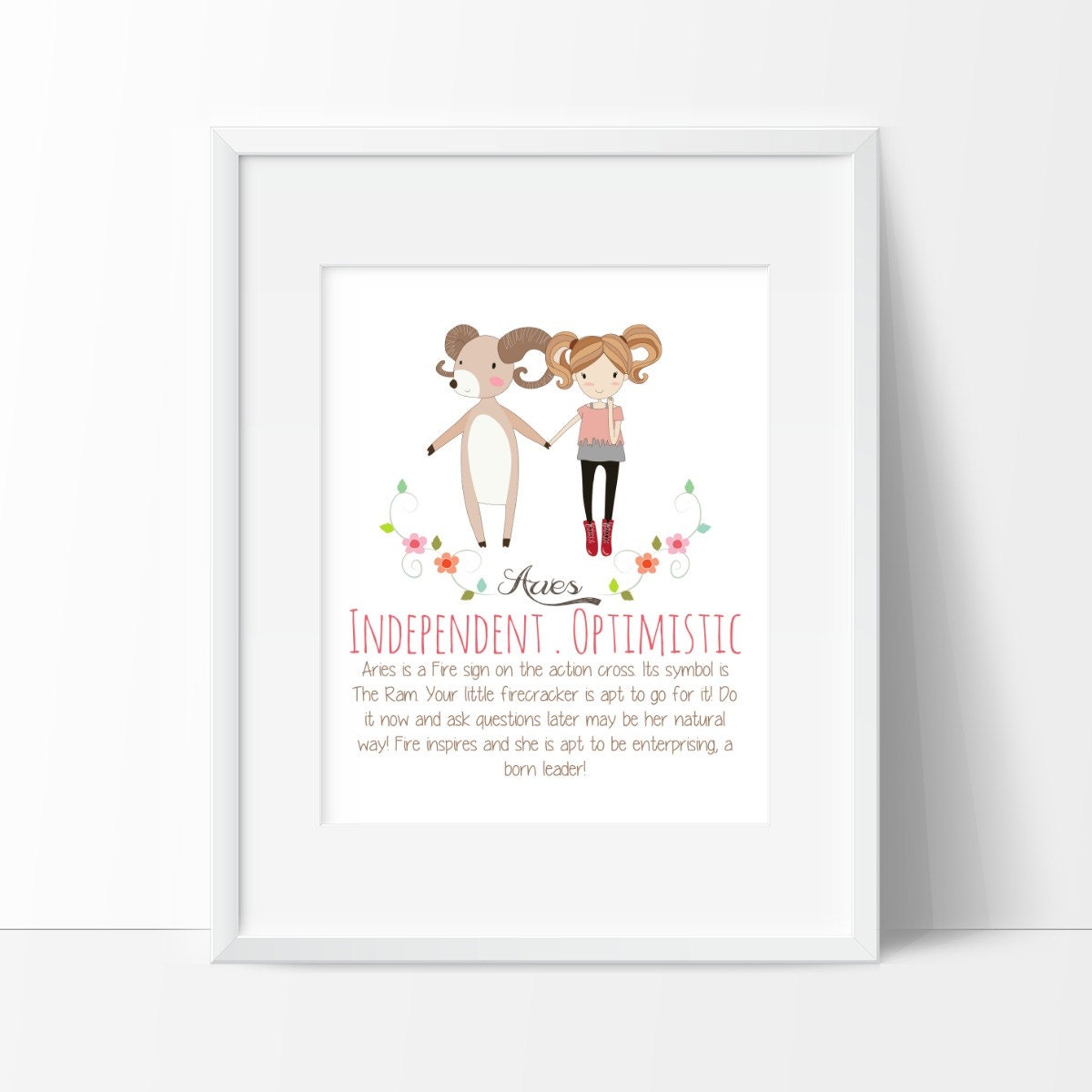 Aries Zodiac Sign Print, Kids Astrology Girls Print