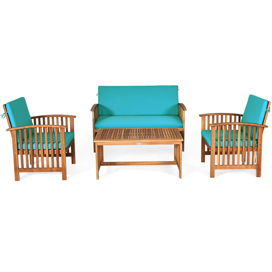Goplus Costway Casual Turquoise Polyester/Blend Loveseat in Blue | HW63970TU+