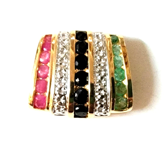 Ross Simmons Gold Sterling Silver Multi Colored Slide Pendant